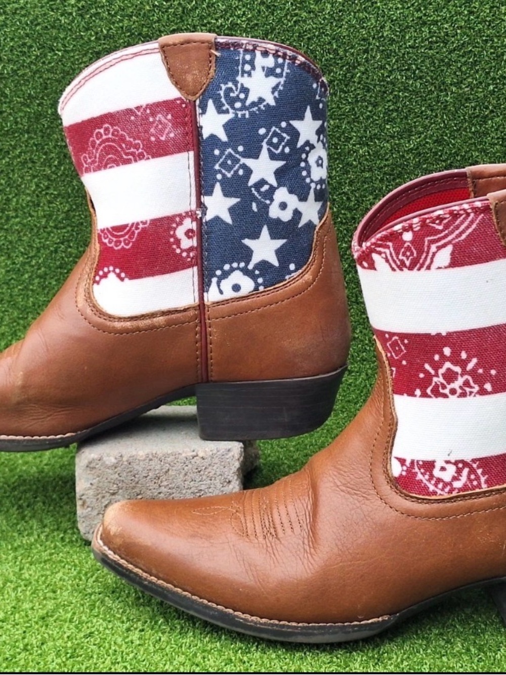 ARIAT Girls' Stars and Stripes - Size 5.5 / Snip Toe Fits A Women's Size 7